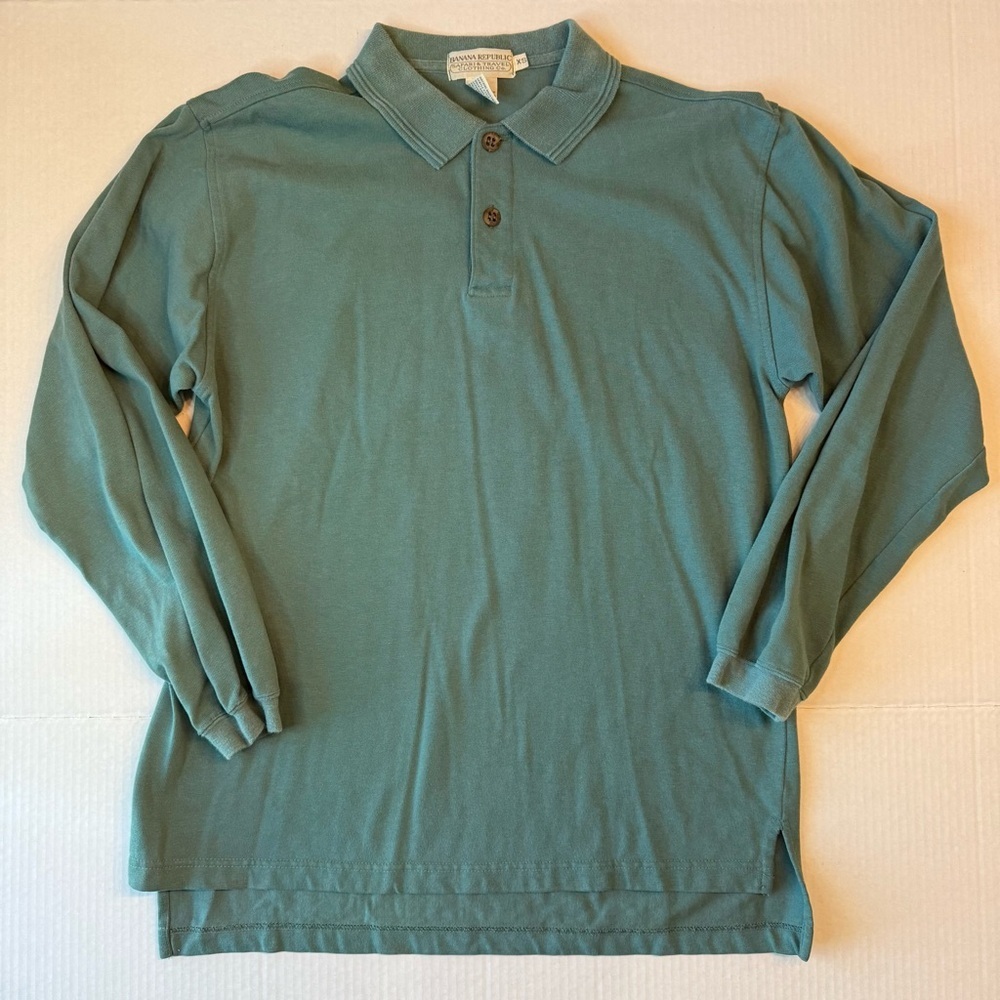 Banana Republic Teal Long Sleeve Polo Shirt